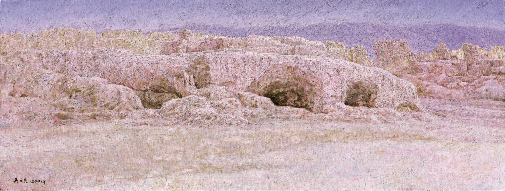 吴义英《高昌故城》170x65cm布面油画2001年.jpg